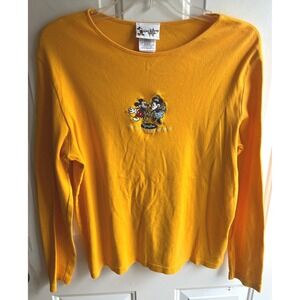Vintage WDW Women's Yellow L/S Embroidered "Young Love" Mickey Minnie Mouse L